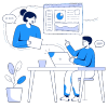 Illustration of a business team using the mblastr campaign platform
