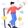 Illustration of a business team using the mblastr campaign platform