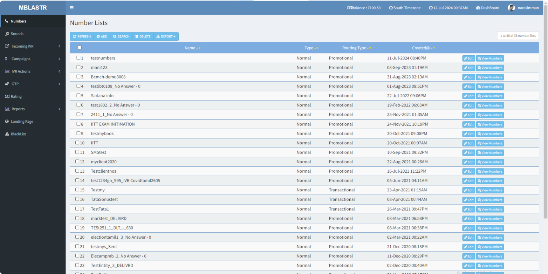 Uploading a contact list to an mblastr campaign